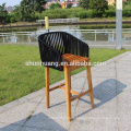 New design indoor or outdoor rope bar set aluminum frame with teak wood stand rope weaving table and chair bar stools